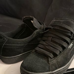 Puma all black suede trainers